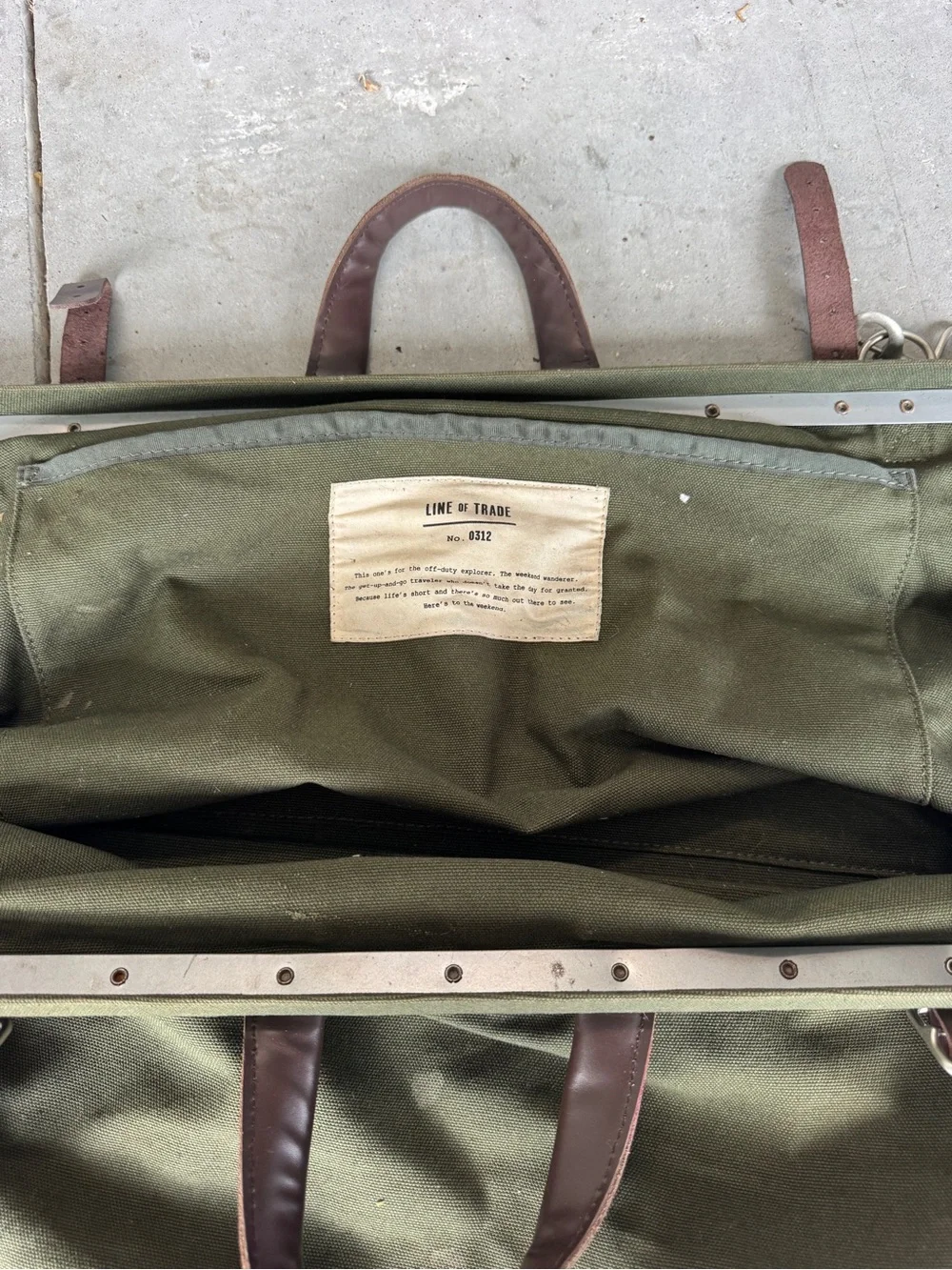 Line of Trade Olive Green Canvas Duffel with Dark Brown Leather Trim
